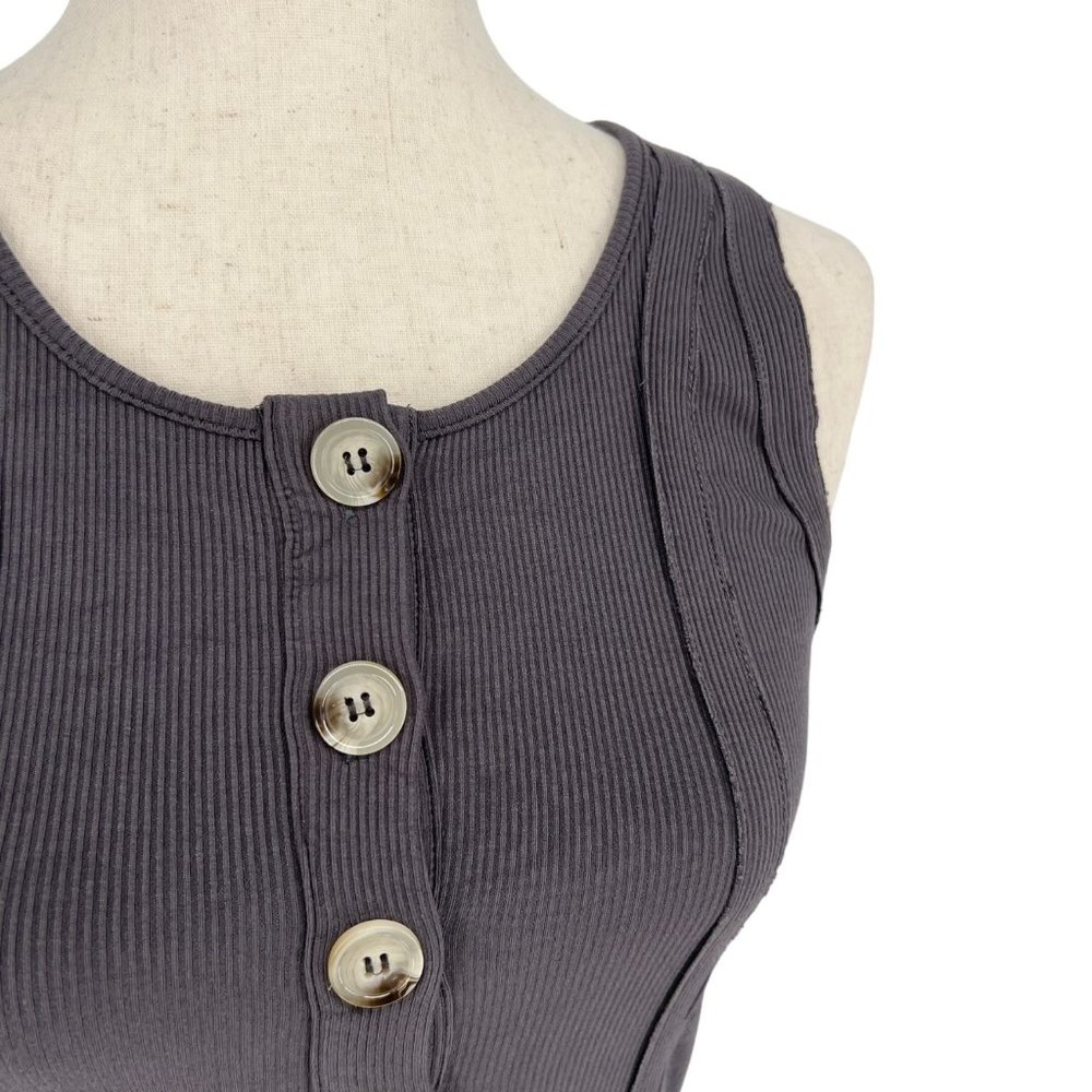 Cloud Ten Ribbed Front Button Tank | Extra Small - Picture 4 of 6